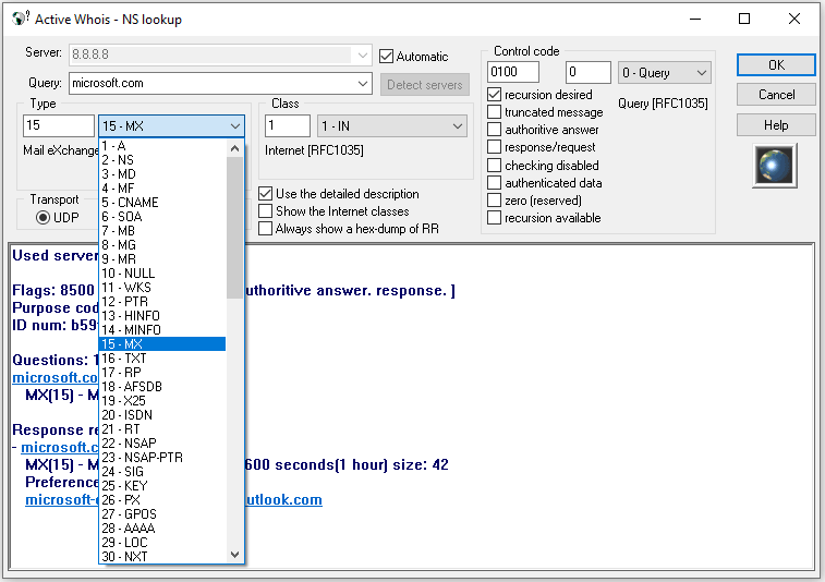 Active Whois nslookup(dig) can find any type of dns records even MX