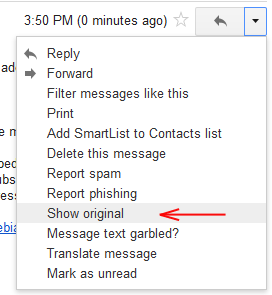 Gmail: In menu you need to choose Show original
